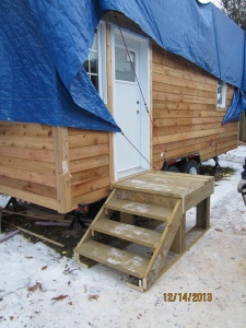 My Stairs!  They are made from the lumber removed from the trailer.